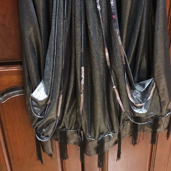 Great Gatsby Flapper Style Fringe Sequin Silver Pewter Grey Dress Sz M - Picture 3 of 7